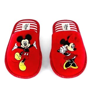 Disney Mickey and Minnie Mouse Cozy Red slippers for Women Size 7 Size 8